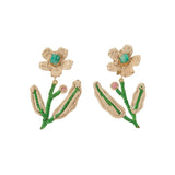 Mercedes Salazar White Flowers Earrings