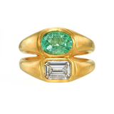 Darius Mint Oval Muzo Emerald & Diamond Stacked Ring