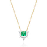 Harlin Jones Emerald & Diamond Spike Pendant Necklace