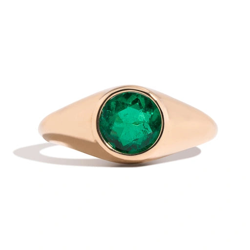 Emerald hot sale signet ring