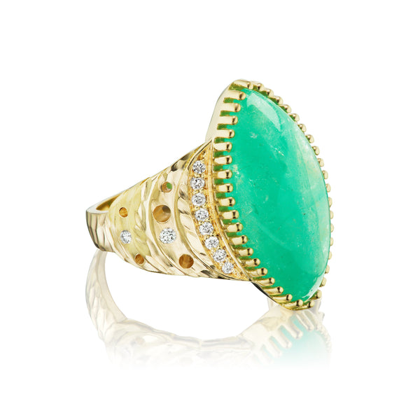 Dana Bronfman X Muzo Emeralds North-South Marquise Crescent Ring