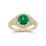 Michelle Fantaci Round Cabochon Emerald and Diamond Ring