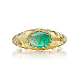 Oculus & Hammered Gypsy Ring with Ombré Oval Emerald